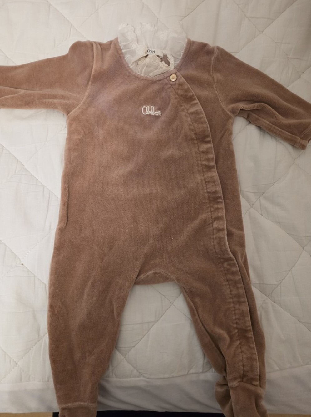 Chloe Plush Taupe Brown Baby Footie One-Piece